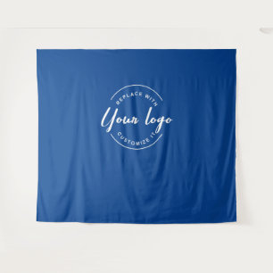 Donkerblauw bedrijf met eigen Logo Wandkleed