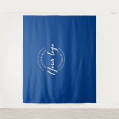 Donkerblauw bedrijf met eigen Logo Wandkleed (Voorkant)