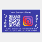 Donkerblauw bedrijfsnaam qr code Instagram Rechthoekige Sticker (Voorkant)