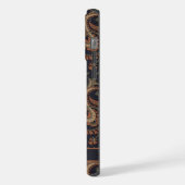  Donkerblauw Beige Paisley Patroon iPhone Hoesje (Linkerkant)