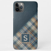 Donkerblauw Beige Tan Brown Plaid Gingham Patroon iPhone Hoesje (Achterkant)