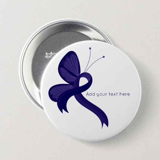 Donkerblauw bewustzijn Button lint Butterfly (Voorkant /achterkant)