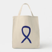 Donkerblauw Bewustzijnslint Aangepaste Canvas tas (Achterkant)