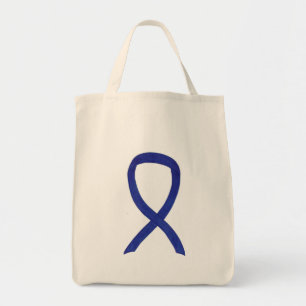 Donkerblauw Bewustzijnslint Aangepaste Canvas tas