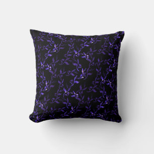 Donkerblauw Bladerenpatroon Worp Kussen Hoes
