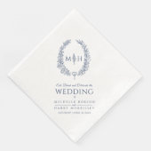 Donkerblauw bladovaal kont bruiloft servet (Hoek)