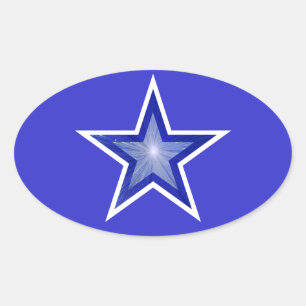 Donkerblauw blauw blauw Star-ovaal sticker
