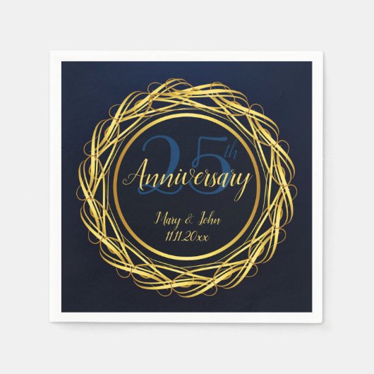 Donkerblauw blauw Gold Royal Jubileum Luxe design Servet (Voorkant)