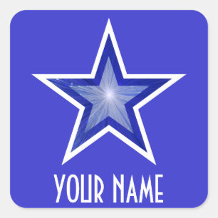 Donkerblauw blauw Star 'Jouw naam' vierkant sticke Vierkante Sticker