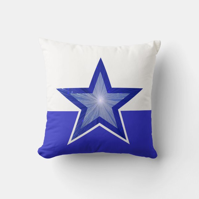 Donkerblauw blauw Star-kussen, vierkant blauw wit Kussen (Voorkant)