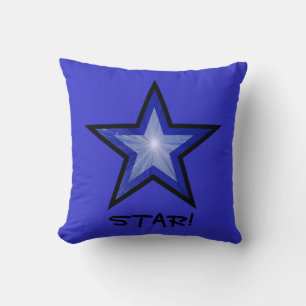 Donkerblauw Blauwe Star zwarte pijp vierkant blauw Kussen