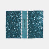 Donkerblauw Blauwgroen Faux Glitter en Diamonds Fleece Deken (Voorkant (Horizontaal))