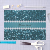 Donkerblauw Blauwgroen Faux Glitter en Diamonds Tissuepapier (Craft)