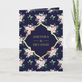 Donkerblauw Bloemen Alles in één Gouden Indische b (Voorkant)