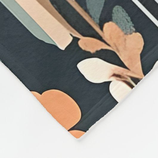 Donkerblauw Bloemen Folk Fleece Deken (Hoek)