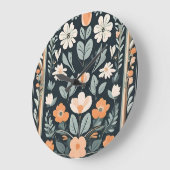 Donkerblauw Bloemen Folk Grote Klok (Hoek)