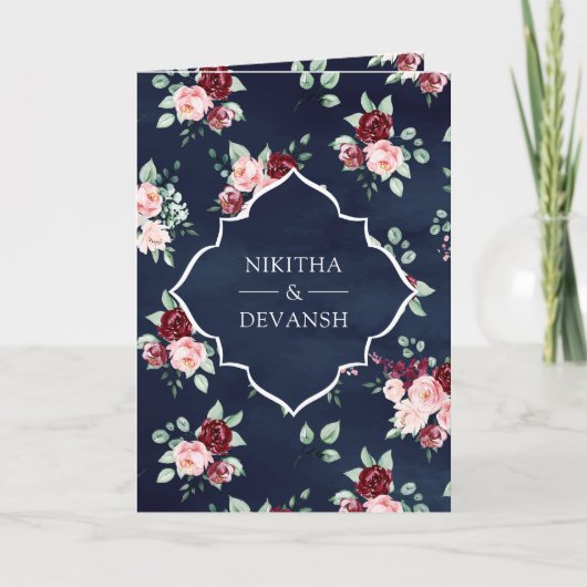 Donkerblauw Bloemen Kant Alles in een Indiase brui (Voorkant)