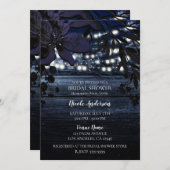 Donkerblauw Bloemen Rustiek Hout Lights Vrijgezell Kaart (Voorkant / Achterkant)