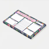  donkerblauw bloemmotief Daily Planner Post-it® Notes (Schuin)