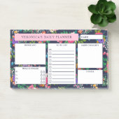  donkerblauw bloemmotief Daily Planner Post-it® Notes (Kantoor)