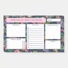  donkerblauw bloemmotief Daily Planner Post-it® Notes