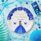 Donkerblauw Blond Haar Prinses Verjaardagsfeest Papieren Bordje (Feest)