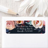 Donkerblauw & Blush Roze Aquarel Bloem Bruiloft Etiket (Insitu)