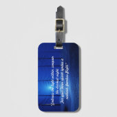 Donkerblauw bos modern monogram bagagelabel (Voorkant (verticaal))