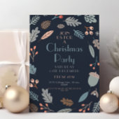 Donkerblauw Botanisch Kerstfeest verlaat eikels Kaart