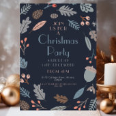 Donkerblauw Botanisch Kerstfeest verlaat eikels Kaart