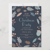 Donkerblauw Botanisch Kerstfeest verlaat eikels Kaart (Voorkant)