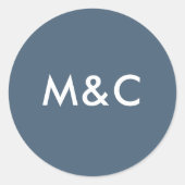 Donkerblauw bruiloft monogram stickers (Voorkant)