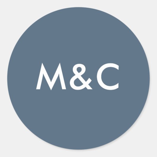 Donkerblauw bruiloft monogram stickers (Voorkant)