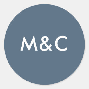 Donkerblauw bruiloft monogram stickers
