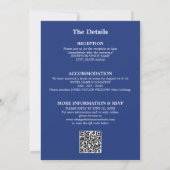 Donkerblauw Bruiloft QR Code RSVP Uitnodiging (Achterkant)