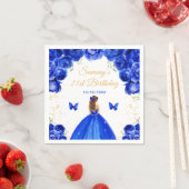 Donkerblauw bruin haar Prinses verjaardagsfeestje Servet (Insitu)