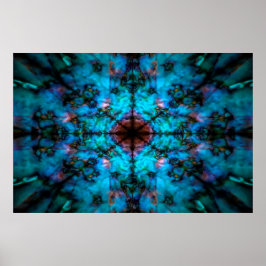 Donkerblauw caleidoscooppatroon poster