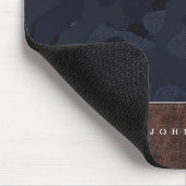 Donkerblauw Camouflage Patroon en leder Muismat (Hoek)