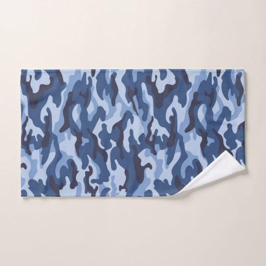 Donkerblauw camouflagepatroon bad handdoek (Handdoek)