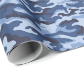 Donkerblauw camouflagepatroon cadeaupapier (Rol Hoek)