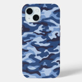 Donkerblauw camouflagepatroon Case-Mate iPhone case (Achterkant)