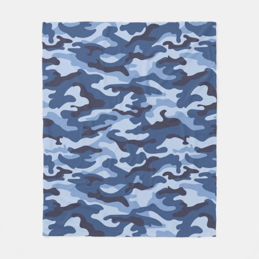 Donkerblauw camouflagepatroon fleece deken (Voorkant)