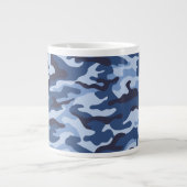 Donkerblauw camouflagepatroon grote koffiekop (Voorkant)
