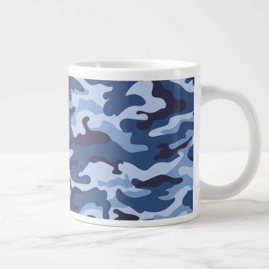 Donkerblauw camouflagepatroon grote koffiekop (Rechts)