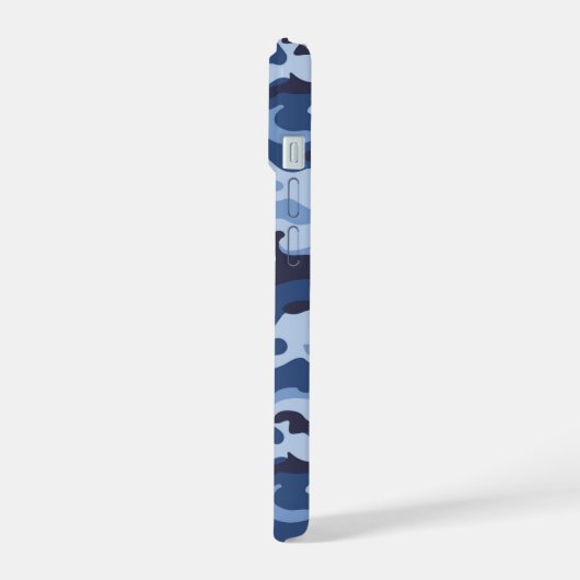 Donkerblauw camouflagepatroon iPhone 15 case (Linkerkant)