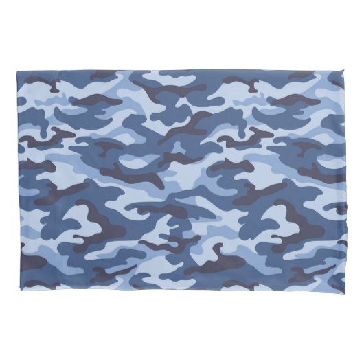 Donkerblauw camouflagepatroon kussensloop (Voorkant-Links)