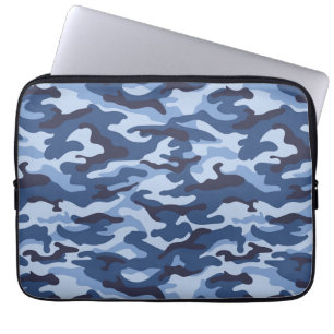 Donkerblauw camouflagepatroon laptop sleeve