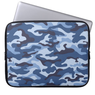 Donkerblauw camouflagepatroon laptop sleeve