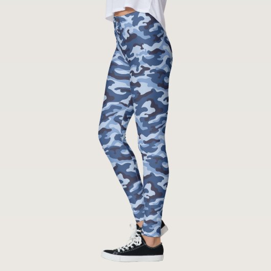 Donkerblauw camouflagepatroon leggings (Links)