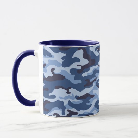 Donkerblauw camouflagepatroon mok (Links)